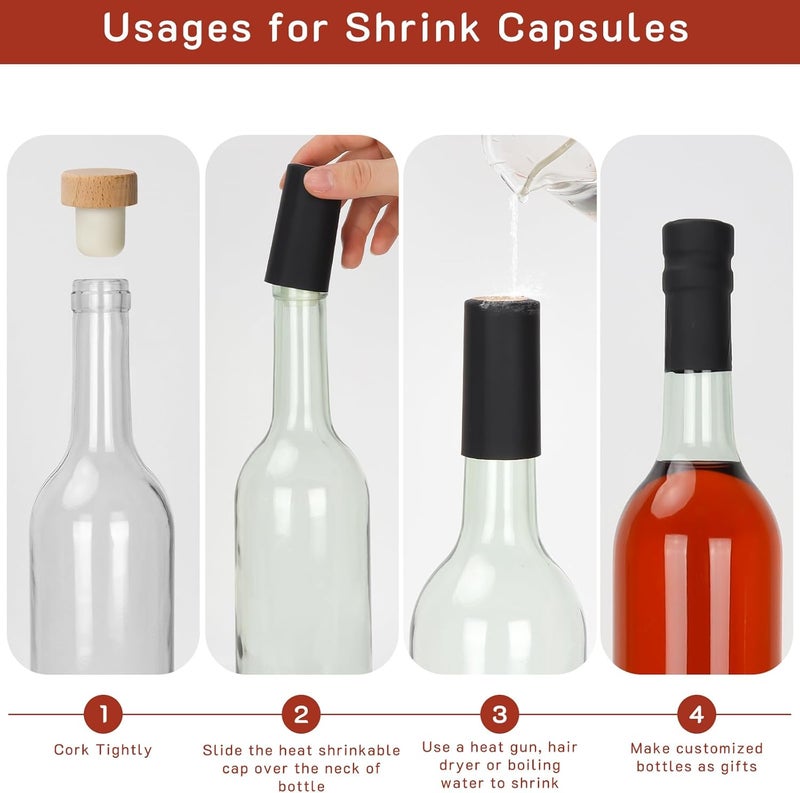 DHSBTLS 10 Pack 26 oz/ 750 ml Glass Bottles With Cork Lids & Seal Shrink Capsules Caps, Home Brewing & Juicing Bottles For Bordeaux Wine, Beverage, Sparkling Wine, Kefir, Decor - Image 4